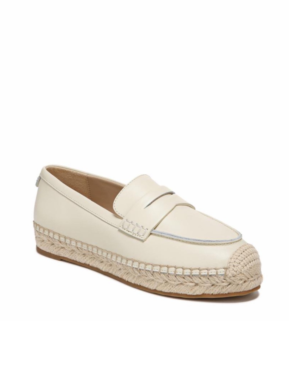Sam Edelman Kai Leather Espadrille Penny Loafer In Ivory Size 9M